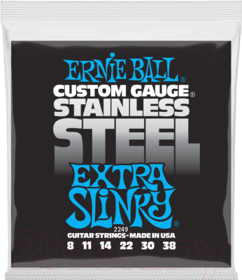 Струны для электрогитары Ernie Ball 2249 Stainless Steel Extra Slinky 08-38