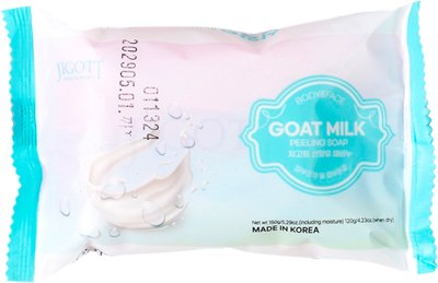 Мыло твердое Jigott Goat Milk Scrub Soap для лица и тела с экстрактом козьего молока (150г) - 