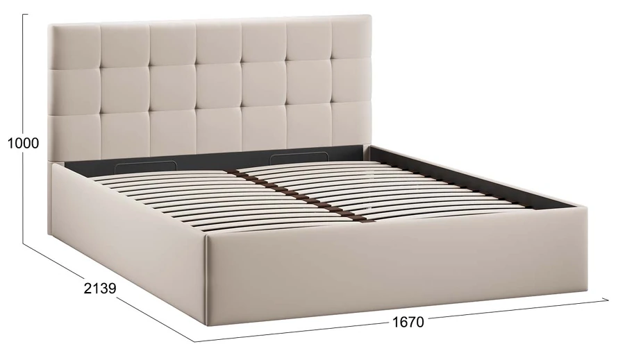 Двуспальная кровать ТриЯ Джоли Универсальная Тип 1 160x200 (Велюр Confetti Cream) — фото 4