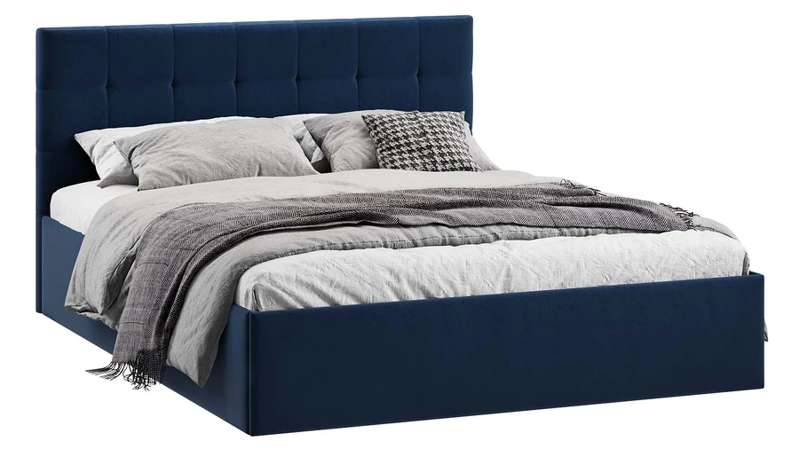 Двуспальная кровать ТриЯ Джоли Универсальная Тип 1 160x200 (микровелюр Wellmart Blue) — фото 1