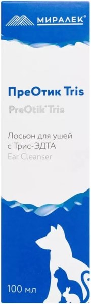 Лосьон для лечения ушей у животных Миралек ПреОтик TRIS (100мл)