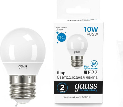

Лампа, Elementary Шар 10W 750lm 6500K Е27 LED / 53230
