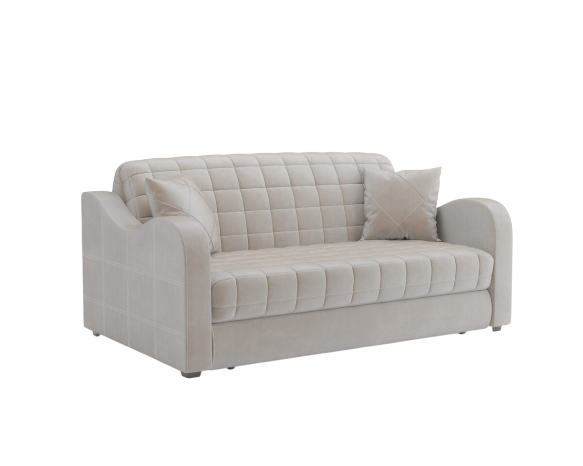 Диван Mebel-Ars Аккордеон Барон №4 НПБ 155x200 (бархат бежевый Star Velvet 6 Light Beige) — фото 1