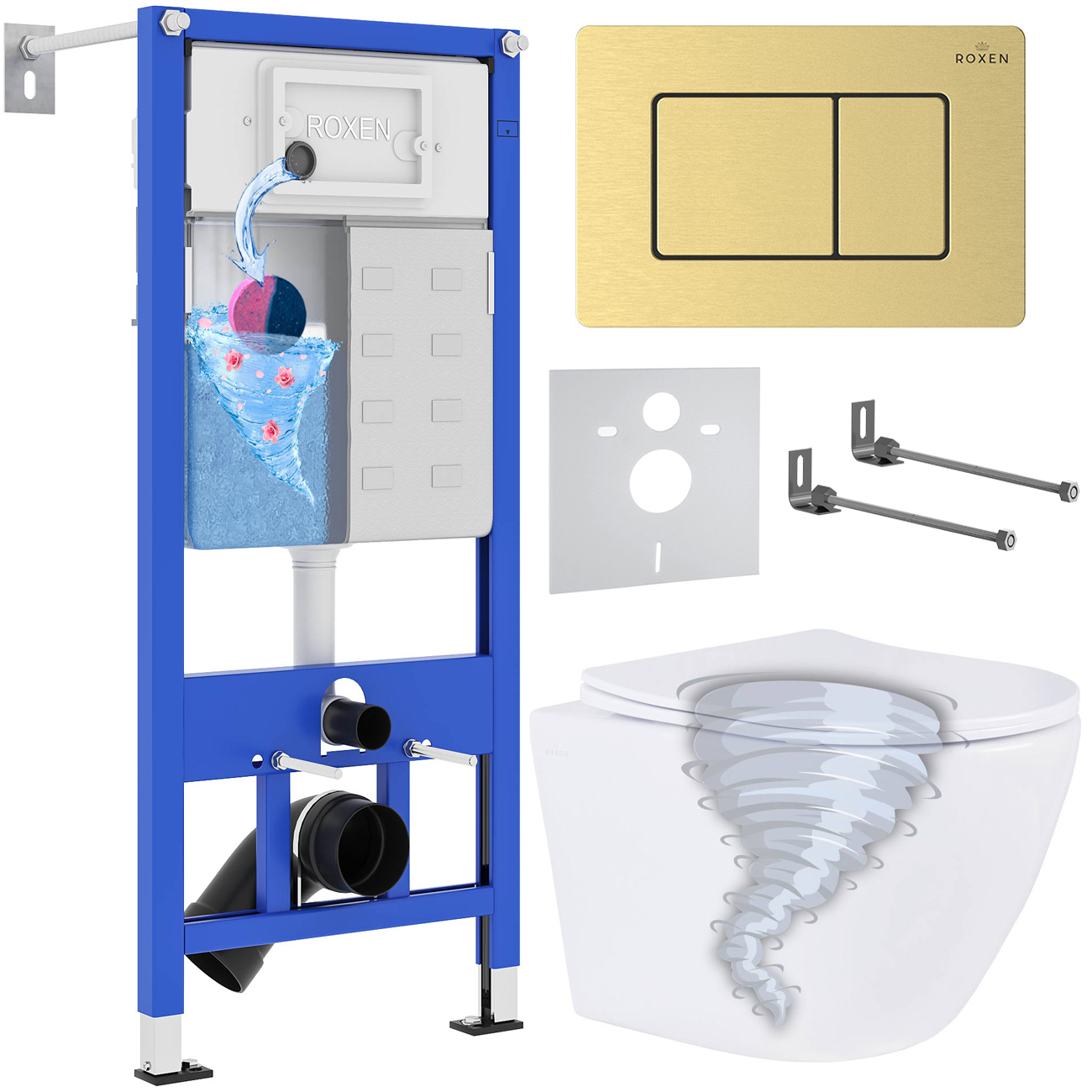 Инсталляция с унитазом подвесным Roxen StounFix Dual Fresh 968463