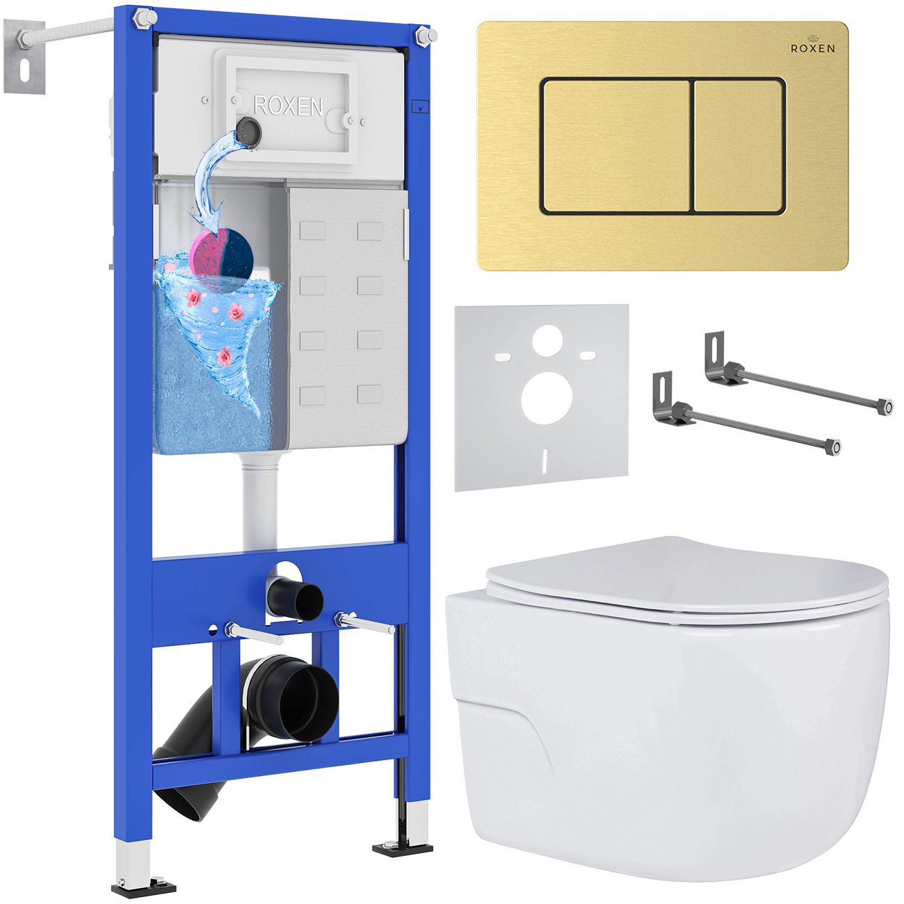 Инсталляция с унитазом подвесным Roxen StounFix Dual Fresh 968478