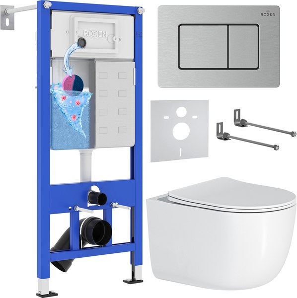 Унитаз подвесной с инсталляцией Roxen StounFix Dual Fresh 968489