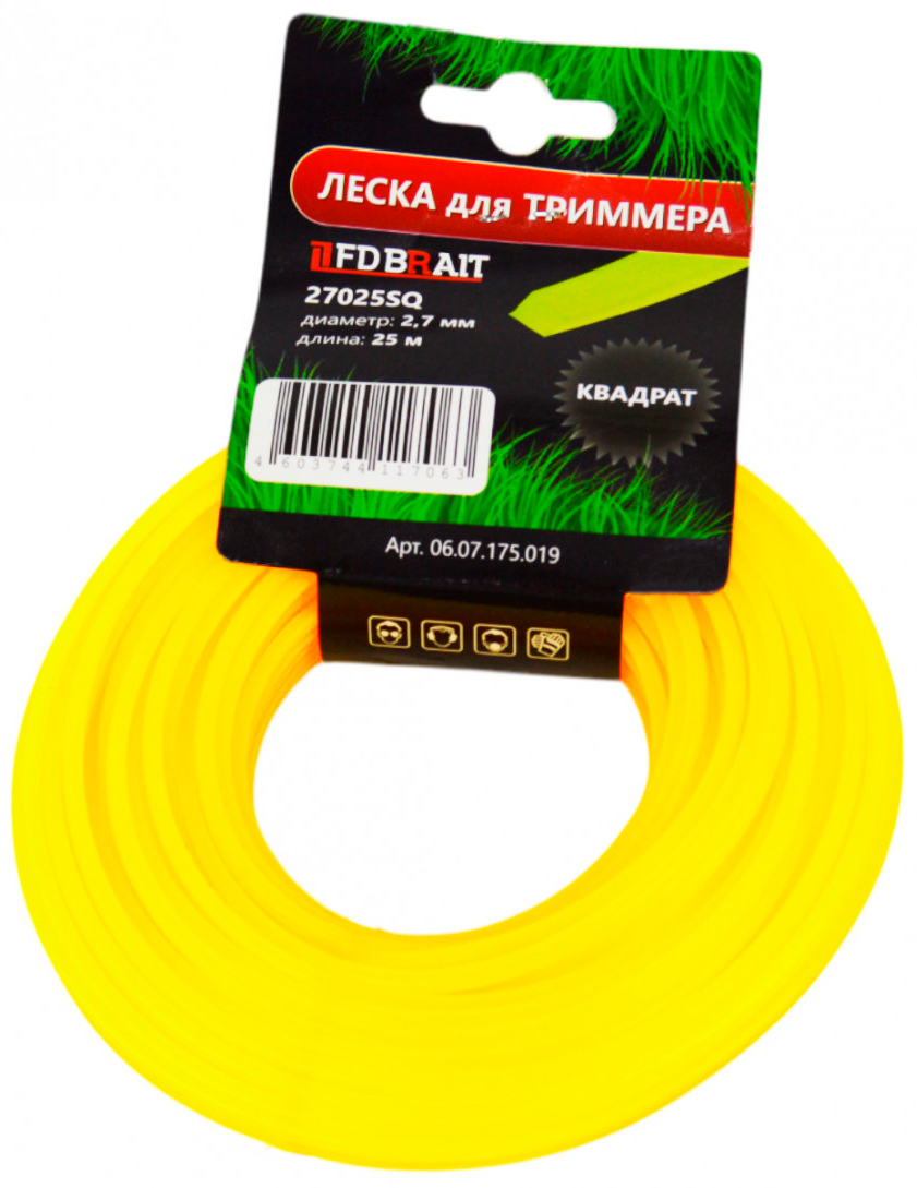 Леска для триммера Brait BR 2.7x25 / 27025 SQ