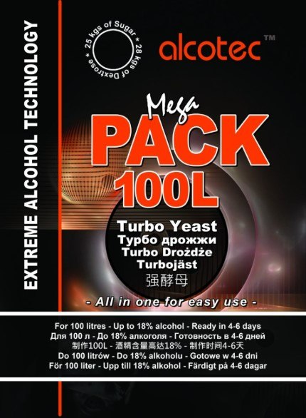Дрожжи Alcotec MegaPack 100L Turbo (360г)