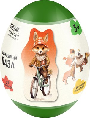 Развивающая игра Три совы Деревянный в яйце. Лис / ДП_55045/ПЗ00123 - 