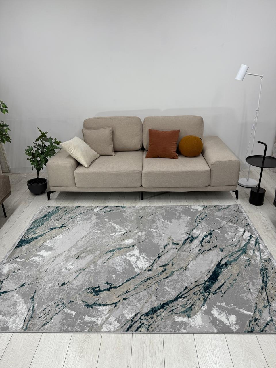 Коврик Radjab Carpet Афина Прямоугольник 9012A / 12860RK (1.2x1.8, Grey/D.Green) — фото 3