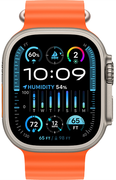 Умные часы Apple Watch Ultra 2 LTE 49mm / MREH3 (титановый корпус/оранжевый ремешок)