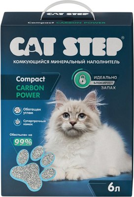 Наполнитель для туалета Cat Step Compact Carbon Power / 20313053 (6л/5кг) - 