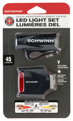Набор фонарей для велосипеда Schwinn 45 Lumen Quick Wrap Light Set / SW78245-4