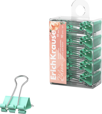 Зажим для бумаги Erich Krause Pastel Bloom / 62062 (10шт, мятный) - 