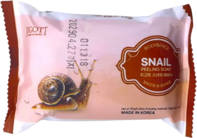 Мыло твердое Jigott Snail Scrub Soap с экстрактом улитки (150г) - 
