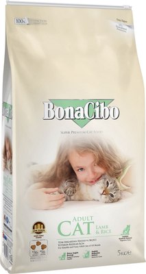 Сухой корм для кошек BonaCibo Для взрослых кошек всех пород ягненок и рис (5кг) - 