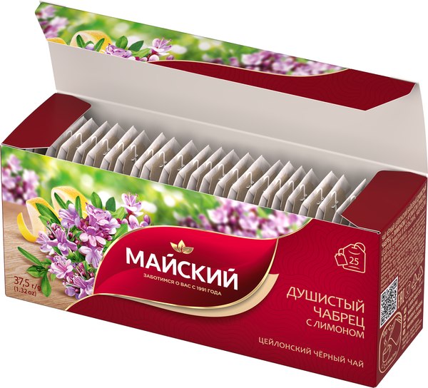 Чай пакетированный Майский чай Душистый чабрец с лимоном (25пак)