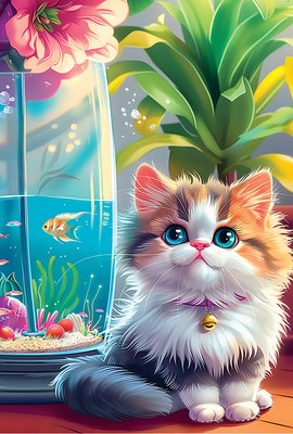 

Пазл, Котенок у аквариума / ПК104_64401
