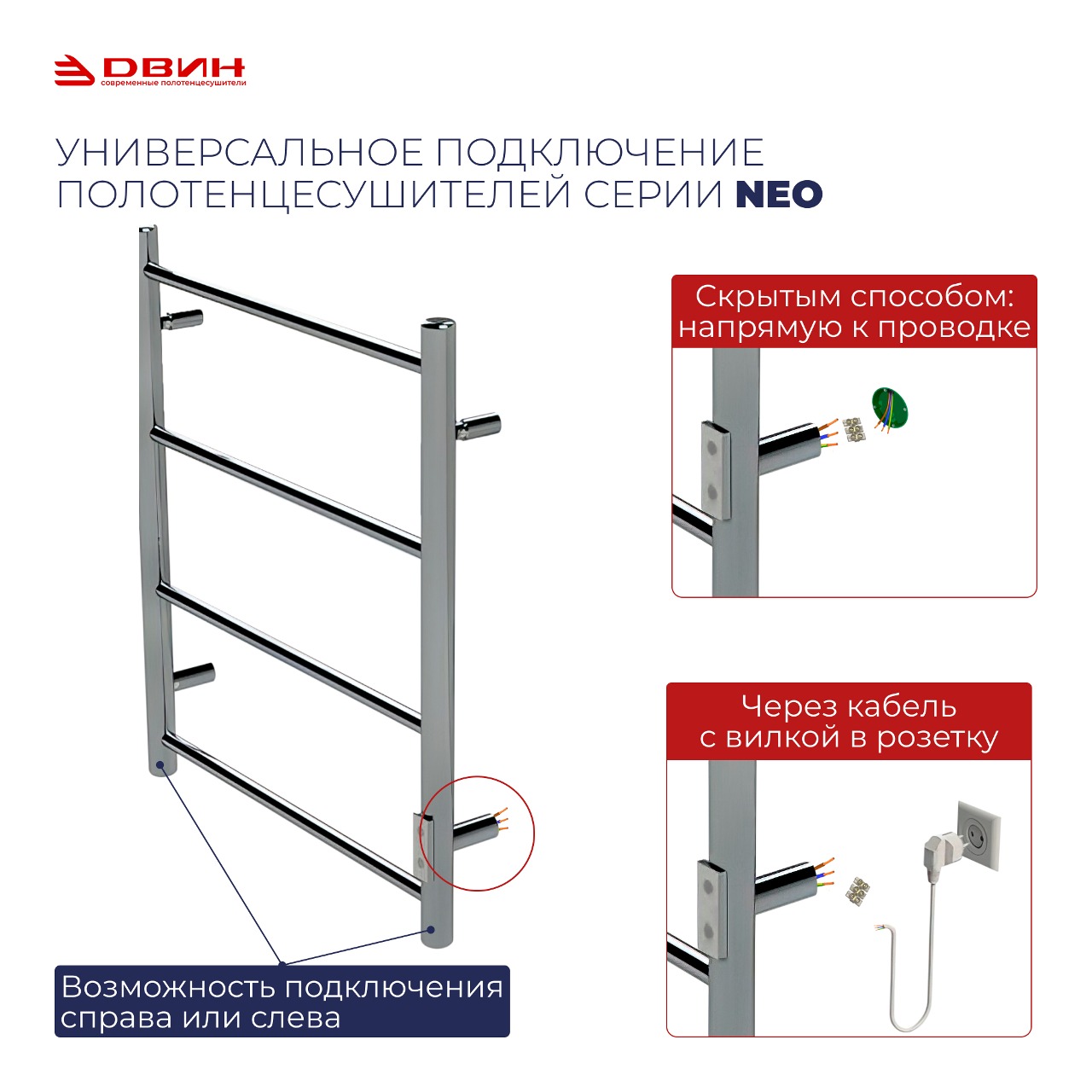 Полотенцесушитель электрический Двин FE neo 80/50 (черный матовый) — фото 3