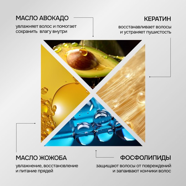 Шампунь для волос Mariee Восстанавливающий Кератин+Фосфолипиды (700мл)