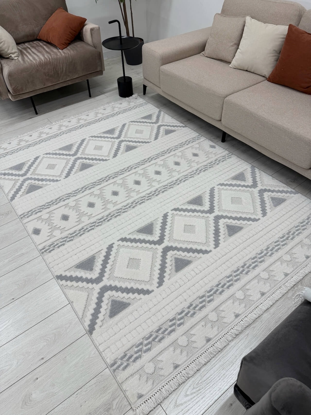 Ковер Radjab Carpet Поло Прямоугольник PL 273 / 12559RK (2.4x3.4, Cream/Grey) — фото 3