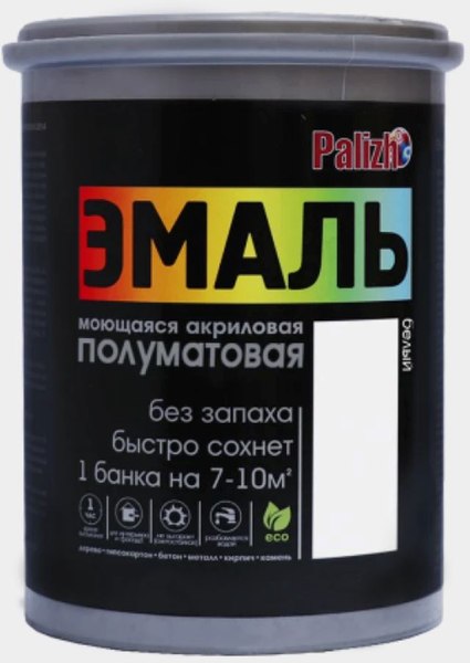 Эмаль Palizh № 621 акриловая полуматовая (1.1кг, белый)