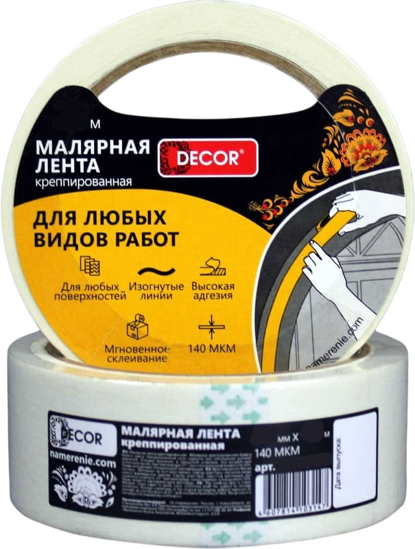 Лента малярная Decor 25мм 50м 140мкм 789-2550 (креппированная) — фото 2