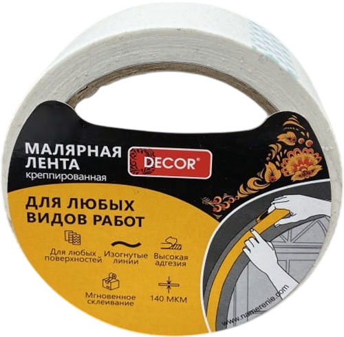 Лента малярная Decor 25мм 50м 140мкм 789-2550 (креппированная)