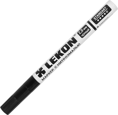Маркер-краска LEKON С нитроэмалью 2мм / 011802 (черный) -