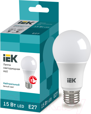 Лампа IEK ECO A60 15Вт 230В 4000К E27 (LLE-A60-15-230-40-E27)
