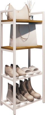 Полка для обуви Allerd 2+2 Rion 25x103 / 1030110600 (белый муар/дуб нокс) - 