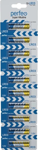 Комплект батареек Perfeo Super Alkaline / PF LR03/10BL