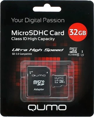 Карта памяти Qumo MicroSDHC 32GB Сlass 10 UHS-I / Q18742 - 