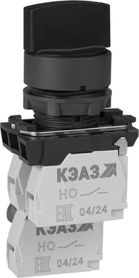 Переключатель КЭАЗ КПЕ1610Р-черный-1но+0нз-ручка-фикс-2поз-IP65 / 332059 -