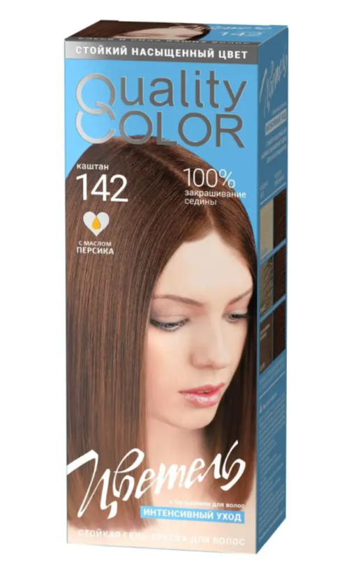 Гель-краска для волос Estel Quality Color Цветель тон 142 (115мл, каштан)