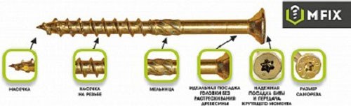 Саморез MFIX Конструкционный потайной по дереву 6.0х120 TORX 30 (100шт)