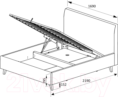 Двуспальная кровать ДеньНочь Мишель К04 KR00-19L 160x200 (KN06/KN06)