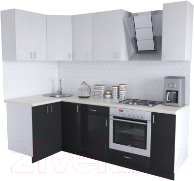 Готовая кухня Хоум Лайн Кристалл Люкс 1.2x2.4 (черный/белый)