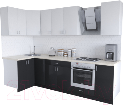 Готовая кухня Хоум Лайн Кристалл Люкс 1.2x2.8 (черный/белый)