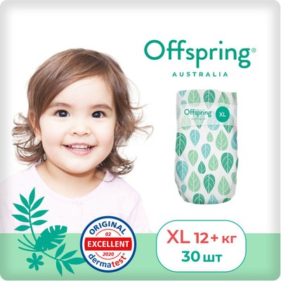

Подгузники детские, XL 12+кг Листочки / OF01XL30L