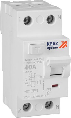 Устройство защитного отключения КЭАЗ 2п 40А 100мА AC 4.5кА OptiDin DM63-2340 УХЛ4 / 343895