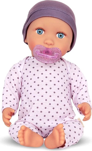 Пупс с аксессуарами LullaBaby В сиреневой пижаме в горошек и шапочке / LBY7217