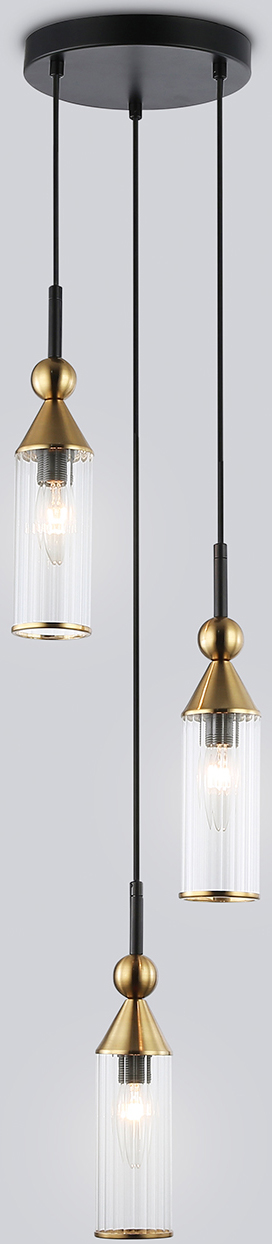 Люстра Ambrella LH55252/3 BK/BS/CL (черный/латунь/прозрачный)