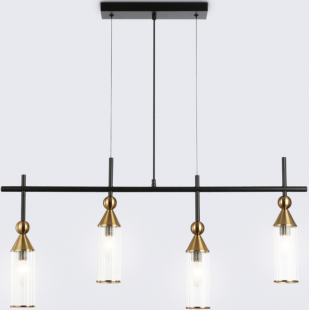 Люстра Ambrella LH55254/4 BK/BS/CL (черный/латунь/прозрачный)