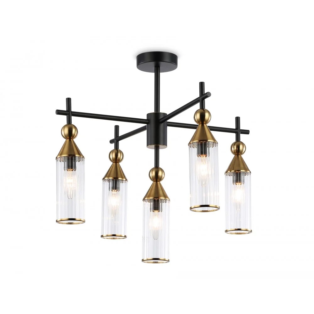 Люстра Ambrella LH55256/5 BK/BS/CL (черный/латунь/прозрачный)