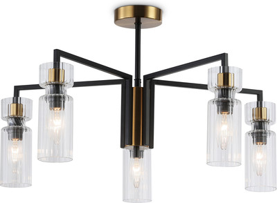 Люстра Ambrella LH56113/5 BK/BS/CL (черный/латунь/прозрачный) - 