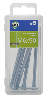 Болт ЕКТ Мебельный  6х 90 4.8 DIN 603 / B006377 (5шт) - 