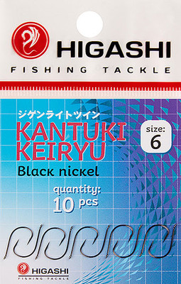 Набор крючков рыболовных Higashi Kantuki Keiryu #6 Black Nickel / 01368 - 