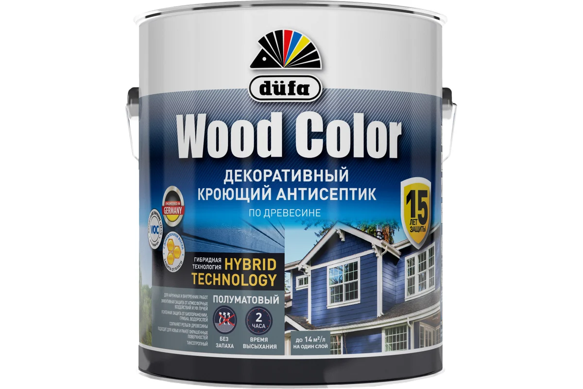 Антисептик для древесины Dufa Wood Color. База 1 (2.4л, белый)