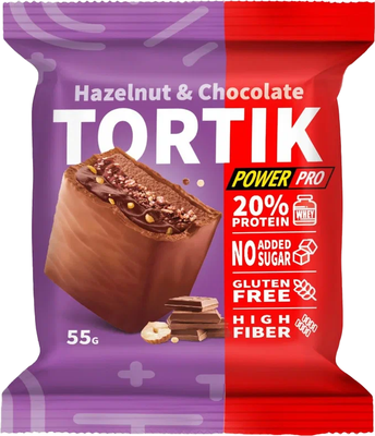 Набор протеиновых пирожных Power Pro Tortik / PP982554 (5x55г, фундук/шоколад) - 